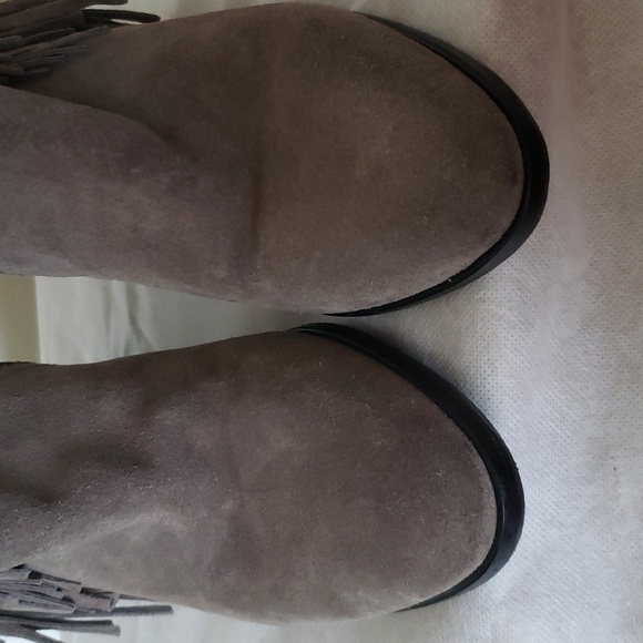 The Kooples fringe buckle genuine leather ankle booties, gray, women's 40 - Picture 4 of 12